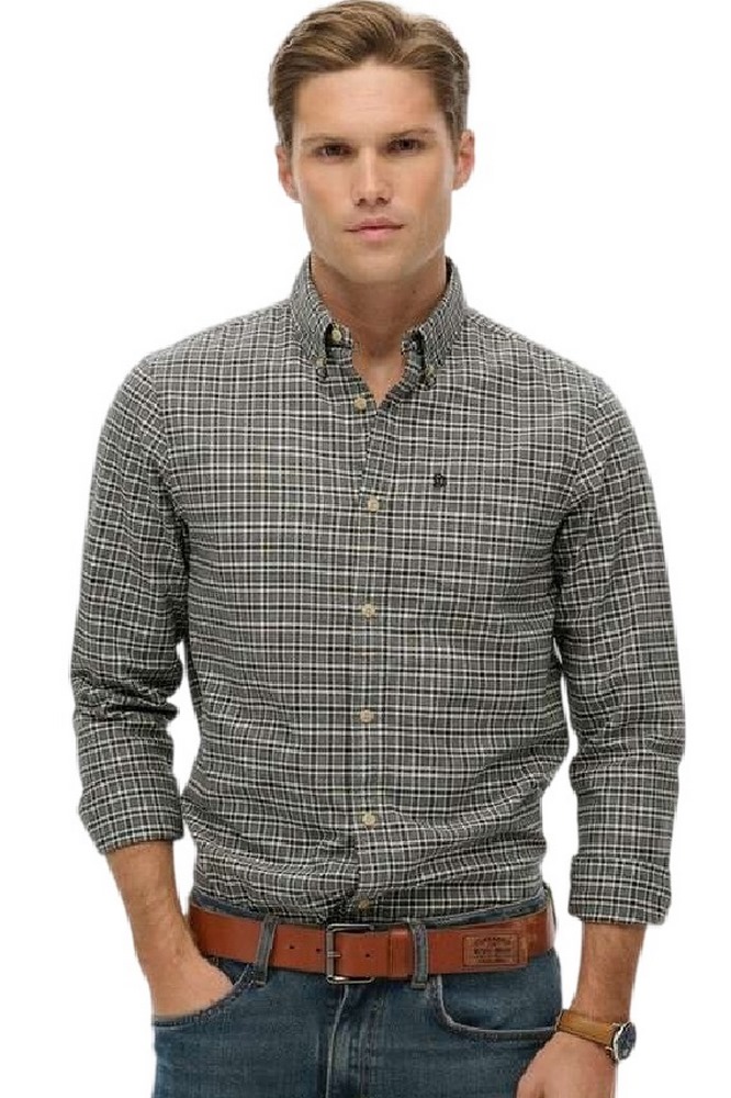 SUPERDRY D2 STUD PREMIUM CHECK OXFORD SHIRT ΠΟΥΚΑΜΙΣΟ ΑΝΔΡΙΚΟ BLACK