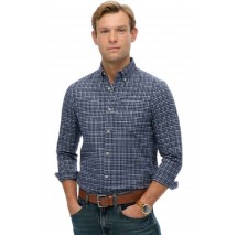 SUPERDRY D2 STUD PREMIUM CHECK OXFORD SHIRT ΠΟΥΚΑΜΙΣΟ ΑΝΔΡΙΚΟ NAVY