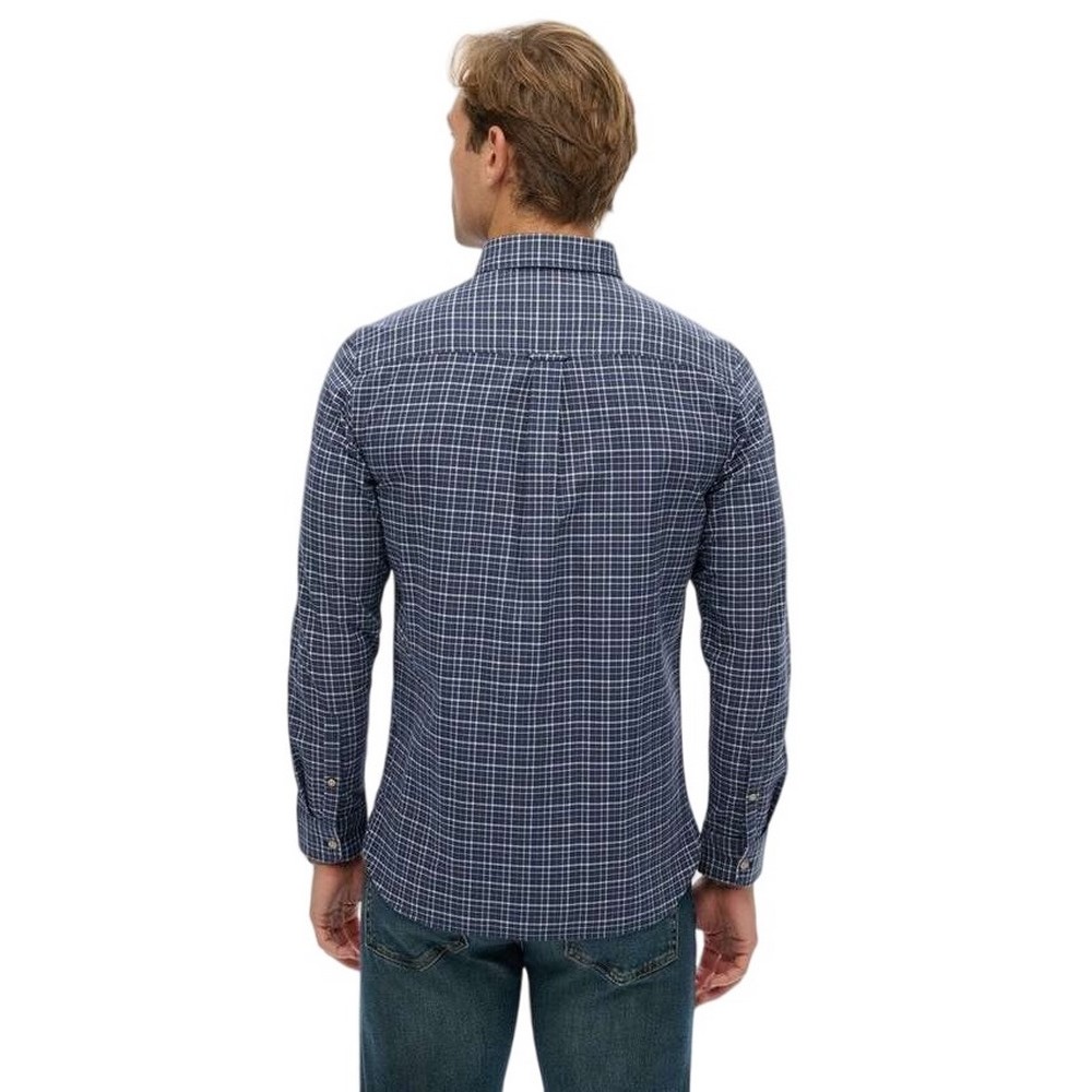 SUPERDRY D2 STUD PREMIUM CHECK OXFORD SHIRT ΠΟΥΚΑΜΙΣΟ ΑΝΔΡΙΚΟ NAVY