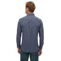 SUPERDRY D2 STUD PREMIUM CHECK OXFORD SHIRT ΠΟΥΚΑΜΙΣΟ ΑΝΔΡΙΚΟ NAVY