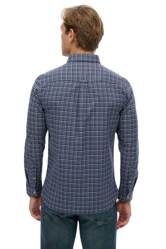 SUPERDRY D2 STUD PREMIUM CHECK OXFORD SHIRT ΠΟΥΚΑΜΙΣΟ ΑΝΔΡΙΚΟ NAVY
