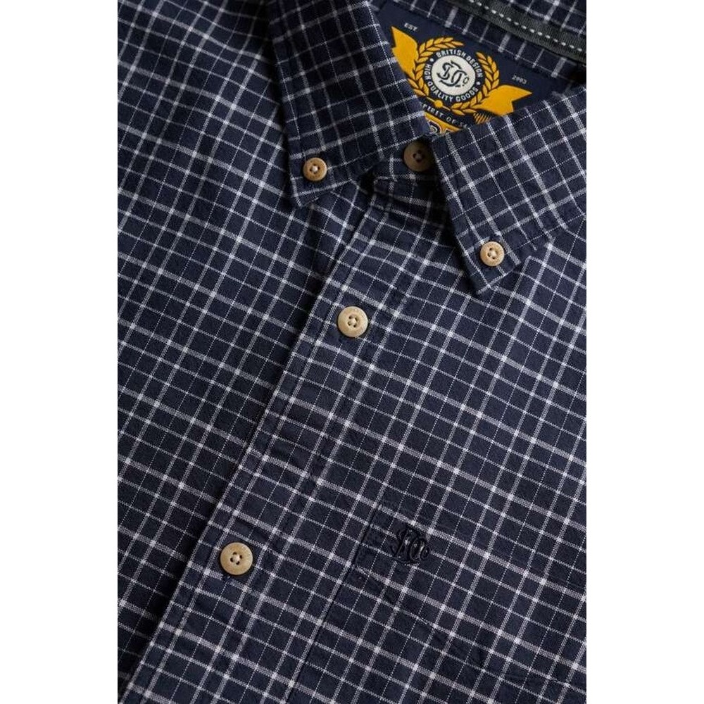 SUPERDRY D2 STUD PREMIUM CHECK OXFORD SHIRT ΠΟΥΚΑΜΙΣΟ ΑΝΔΡΙΚΟ NAVY