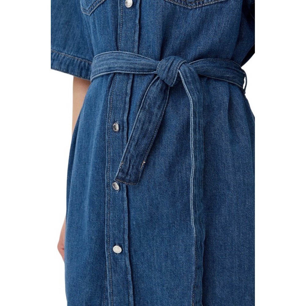 CALVIN KLEIN JEANS LINEN BOXY BELTED SHIRT DRESS ΦΟΡΕΜΑ ΓΥΝΑΙΚΕΙΟ BLUΕ DENIM