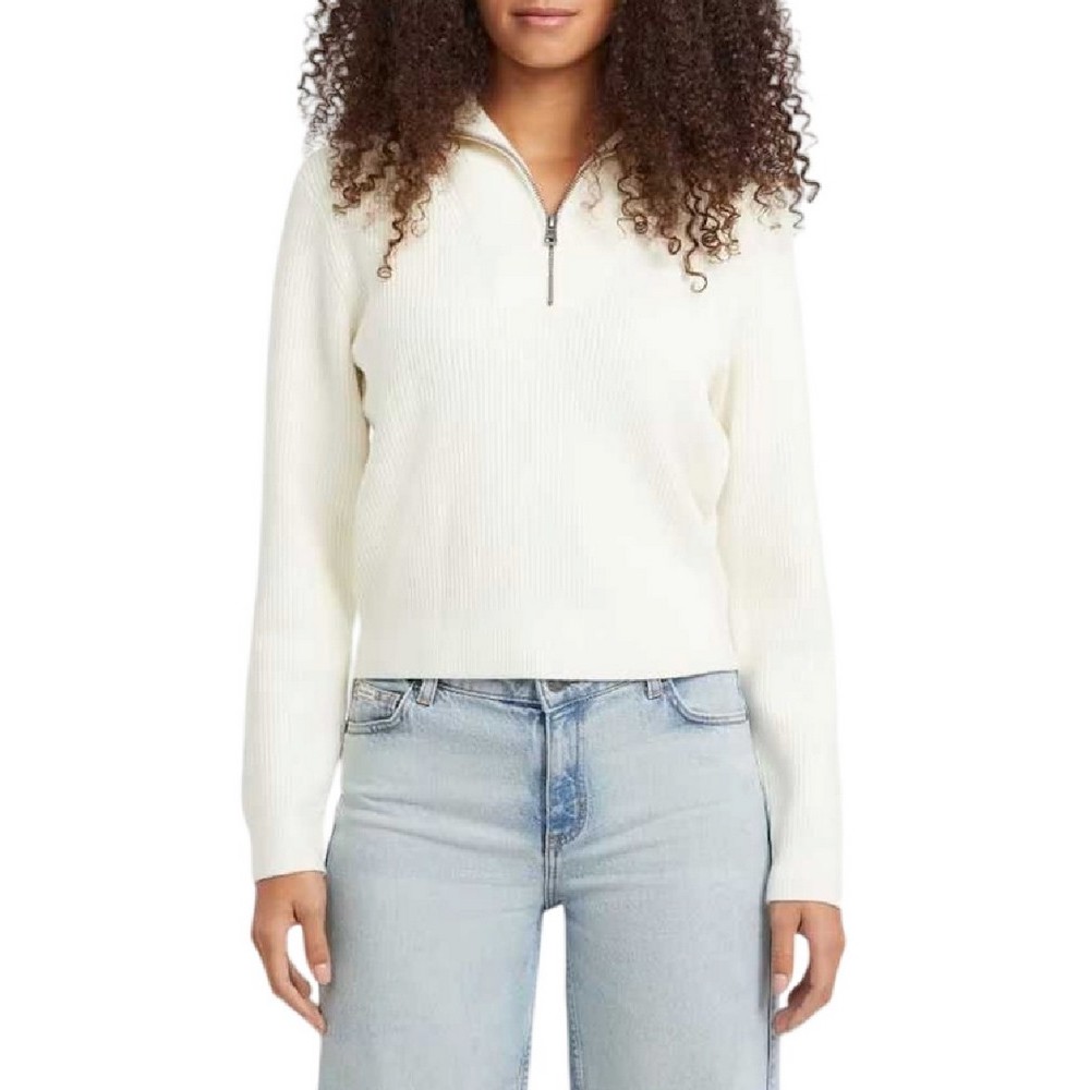 GUESS JEANS LS HALF ZIP SWTR ΖΑΚΕΤΑ ΠΛΕΚΤΗ ΓΥΝΑΙΚΕΙΑ OFF WHITE