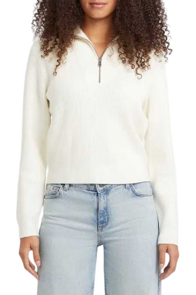 GUESS JEANS LS HALF ZIP SWTR ΖΑΚΕΤΑ ΠΛΕΚΤΗ ΓΥΝΑΙΚΕΙΑ OFF WHITE