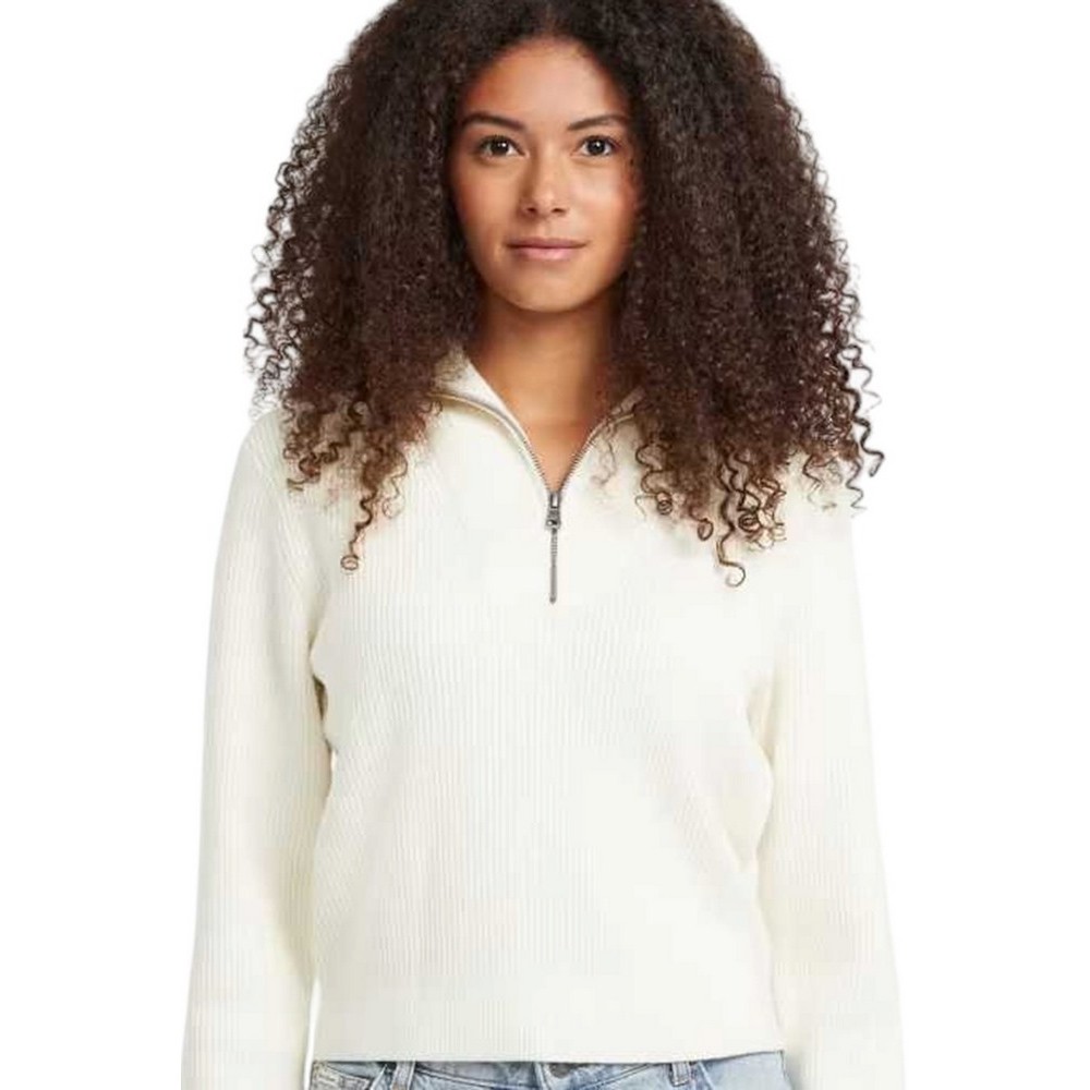 GUESS JEANS LS HALF ZIP SWTR ΖΑΚΕΤΑ ΠΛΕΚΤΗ ΓΥΝΑΙΚΕΙΑ OFF WHITE