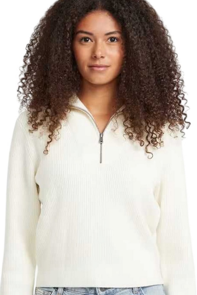 GUESS JEANS LS HALF ZIP SWTR ΖΑΚΕΤΑ ΠΛΕΚΤΗ ΓΥΝΑΙΚΕΙΑ OFF WHITE