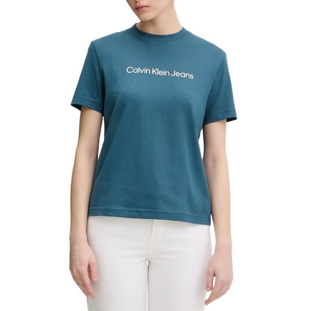 CALVIN KLEIN JEANS A INST LOGO CLASSIC TEE T-SHIRT ΜΠΛΟΥΖΑ ΓΥΝΑΙΚΕΙΑ PETROL