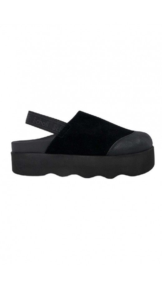 SCHOLL ABBY E SUEDE WOMENS BLACK CLOGS ΠΑΝΤΟΦΛΑ ΓΥΝΑΙΚΕΙΑ BLACK