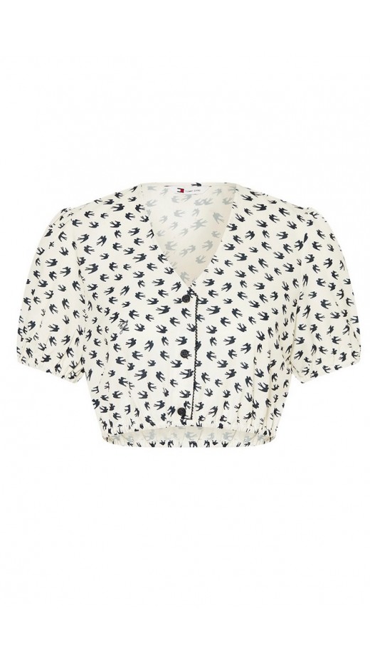 TOMMY JEANS CRP AOP SS BLOUSE ΤΟΠ ΓΥΝΑΙΚΕΙΟ WHITE