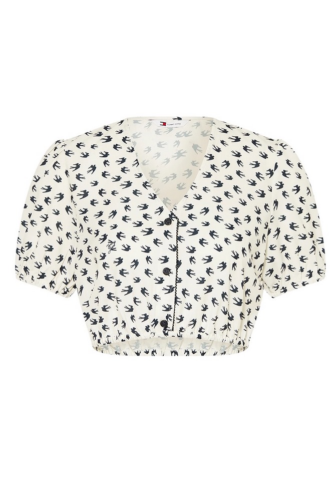 TOMMY JEANS CRP AOP SS BLOUSE ΤΟΠ ΓΥΝΑΙΚΕΙΟ WHITE
