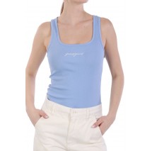 GUESS JEANS TANK TOP SLIM RIB EMBRO ΤΟΠ  ΓΥΝΑΙΚΕΙΟ BLUE