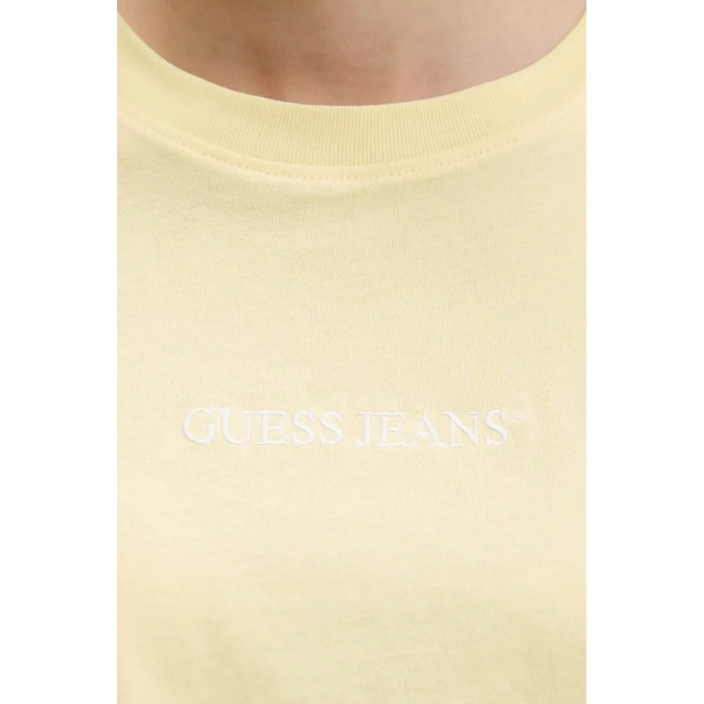 GUESS JEANS SS CN BOXY EMBRO LOGO TEE ΜΠΛΟΥΖΑ ΓΥΝΑΙΚΕΙΑ YELLOW