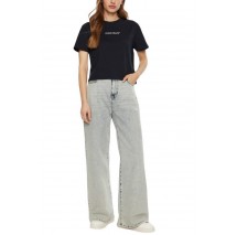 GUESS JEANS SS CN BOXY EMBRO LOGO TEE ΜΠΛΟΥΖΑ ΓΥΝΑΙΚΕΙΑ DARK NAVY