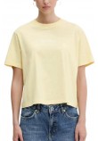 GUESS JEANS SS CN BOXY EMBRO LOGO TEE ΜΠΛΟΥΖΑ ΓΥΝΑΙΚΕΙΑ YELLOW