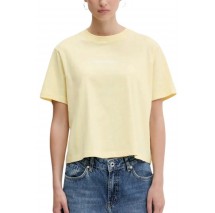 GUESS JEANS SS CN BOXY EMBRO LOGO TEE ΜΠΛΟΥΖΑ ΓΥΝΑΙΚΕΙΑ YELLOW
