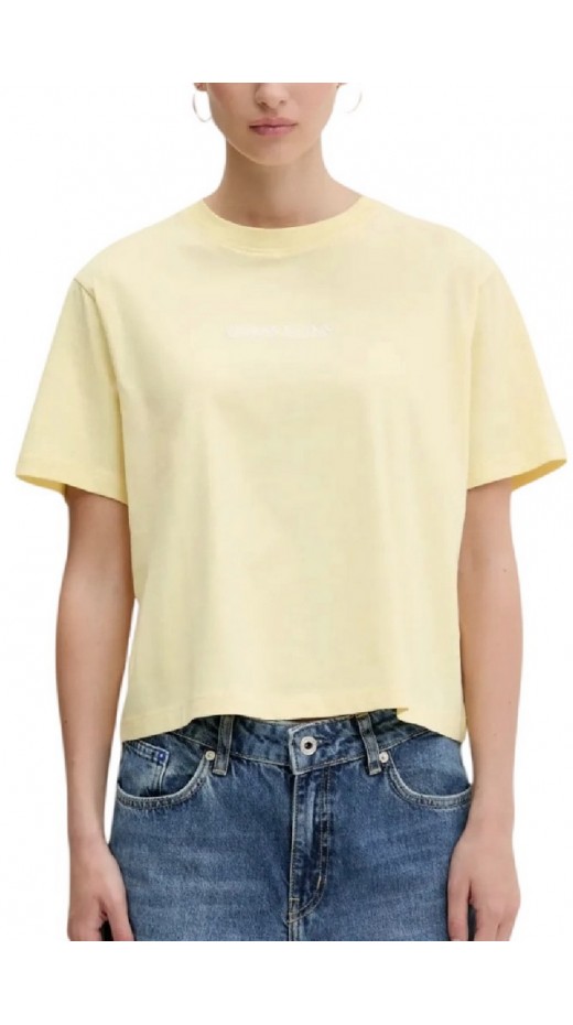 GUESS JEANS SS CN BOXY EMBRO LOGO TEE ΜΠΛΟΥΖΑ ΓΥΝΑΙΚΕΙΑ YELLOW