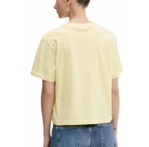 GUESS JEANS SS CN BOXY EMBRO LOGO TEE ΜΠΛΟΥΖΑ ΓΥΝΑΙΚΕΙΑ YELLOW