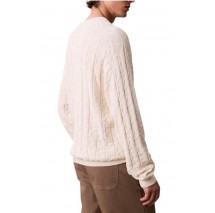 CALVIN KLEIN JEANS LS EASY AOP COTTON CREWNK SWEATE ΜΠΛΟΥΖΑ ΠΛΕΚΤΗ ΑΝΔΡΙΚΗ OFF WHITE