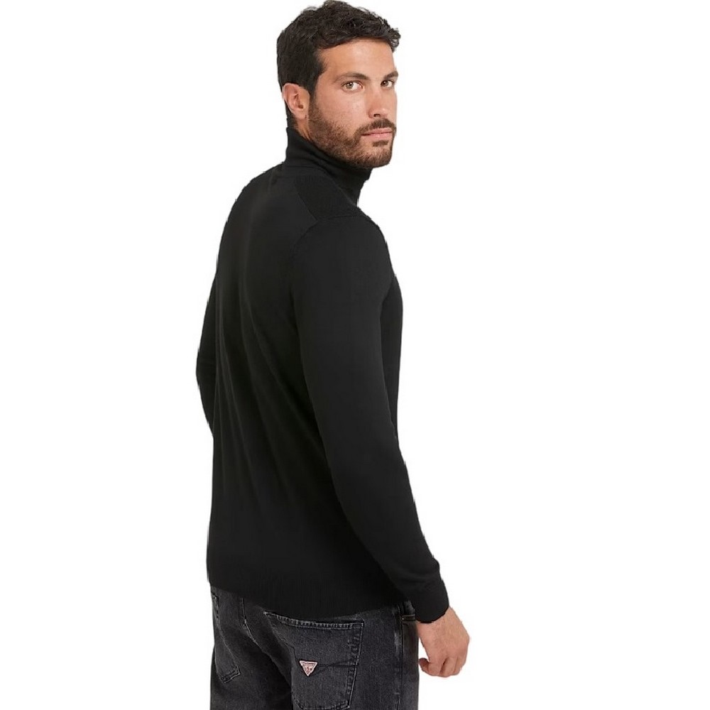 GUESS AARON LS TN SWEATER ΜΠΛΟΥΖΑ ΠΛΕΚΤΗ ΑΝΔΡΙΚΗ BLACK