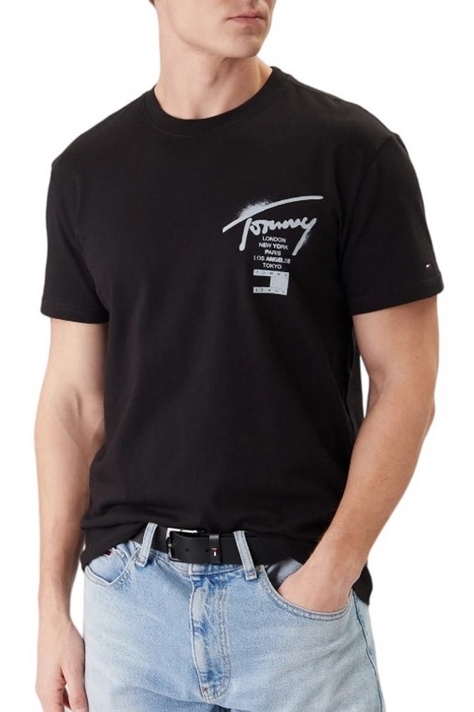 TOMMY JEANS REG CITY SIGN EXT T-SHIRT ΜΠΛΟΥΖΑ ΑΝΔΡΙΚΗ BLACK