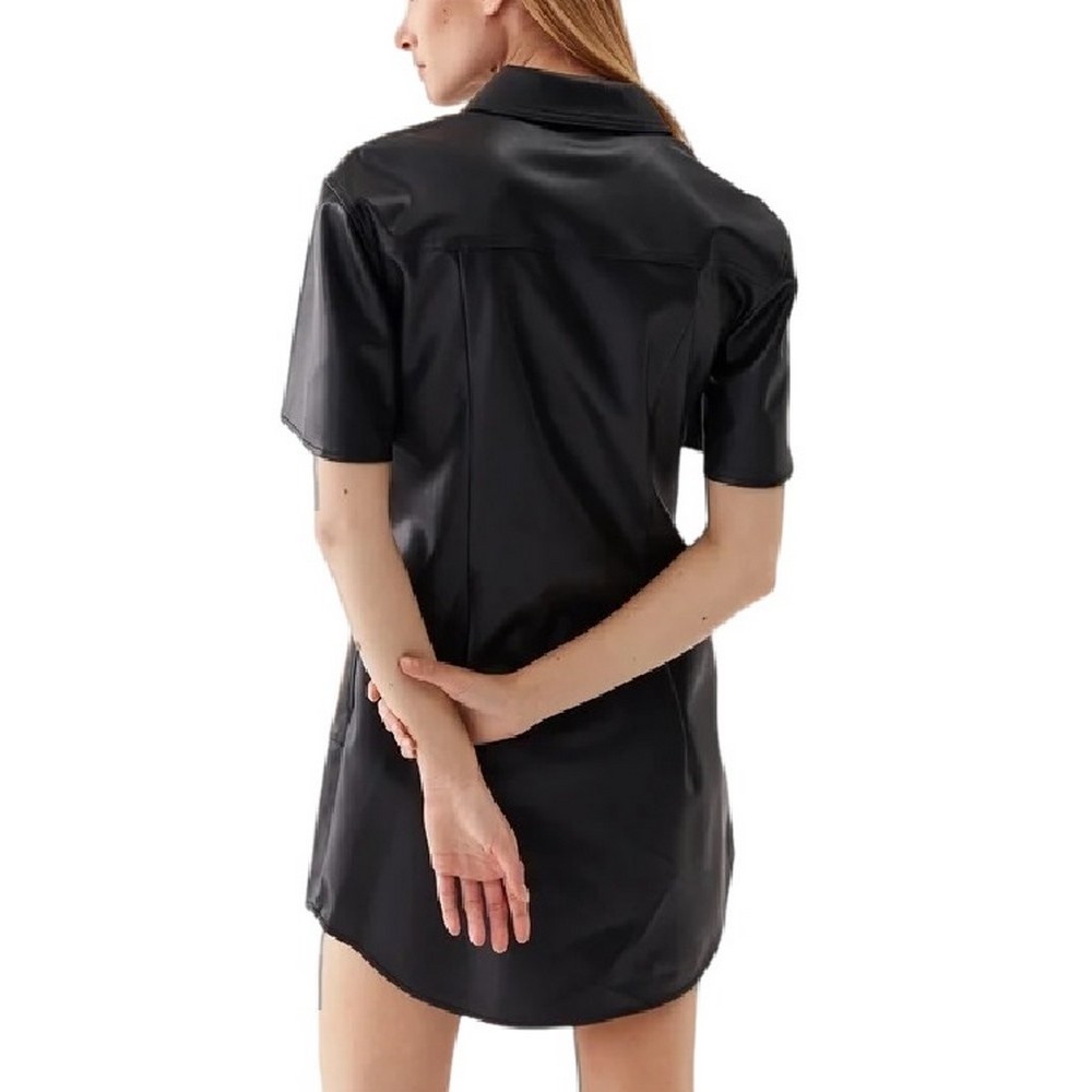 CALVIN KLEIN JEANS FAUX LEATHER SHORT SLEEVE DRESS ΦΟΡΕΜΑ ΓΥΝΑΙΚΕΙΟ BLACK