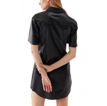 CALVIN KLEIN JEANS FAUX LEATHER SHORT SLEEVE DRESS ΦΟΡΕΜΑ ΓΥΝΑΙΚΕΙΟ BLACK