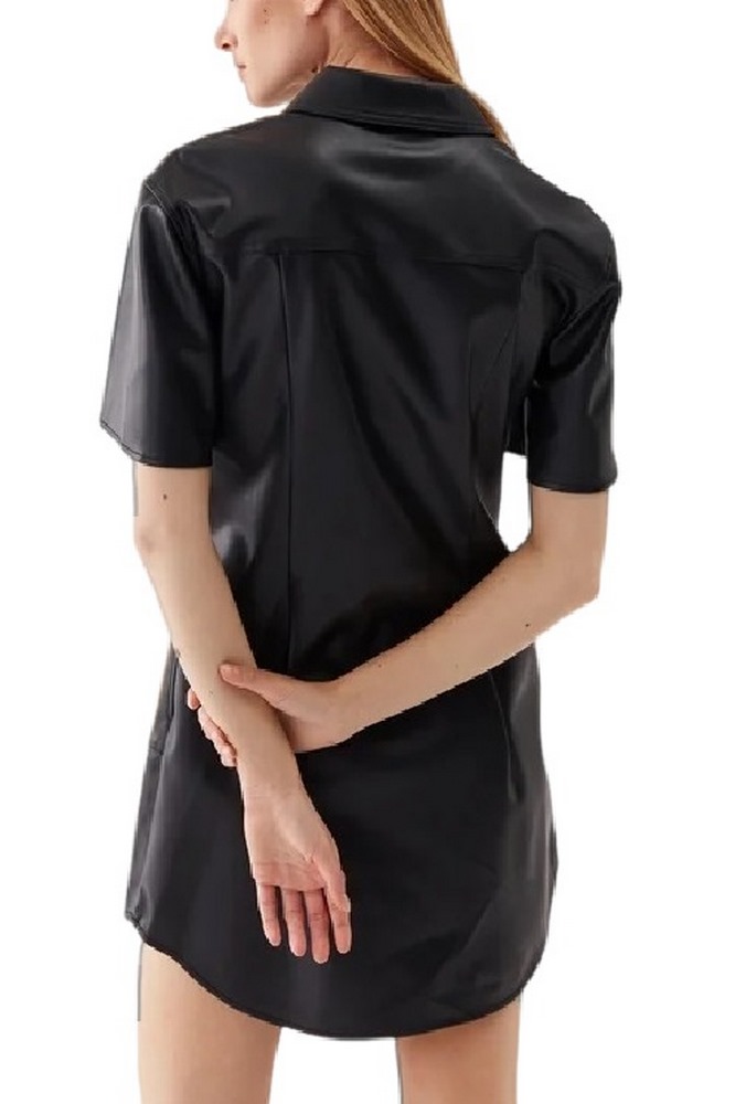 CALVIN KLEIN JEANS FAUX LEATHER SHORT SLEEVE DRESS ΦΟΡΕΜΑ ΓΥΝΑΙΚΕΙΟ BLACK