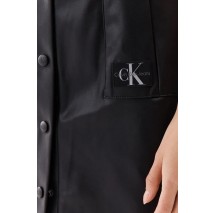 CALVIN KLEIN JEANS FAUX LEATHER SHORT SLEEVE DRESS ΦΟΡΕΜΑ ΓΥΝΑΙΚΕΙΟ BLACK