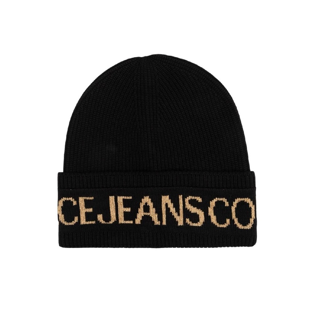 VERSACE JEANS COUTURE BIG BEANIE CIRCONFERENZA ΣΚΟΥΦΟΣ ΓΥΝΑΙΚΕΙΟΣ BLACK