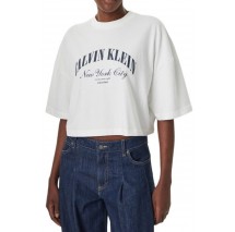 CALVIN KLEIN JEANS CROPPED BOXY HERITAGE CREST T-SHIRT ΜΠΛΟΥΖΑ ΓΥΝΑΙΚΕΙΑ BRIGHT WHITE
