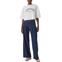 CALVIN KLEIN JEANS CROPPED BOXY HERITAGE CREST T-SHIRT ΜΠΛΟΥΖΑ ΓΥΝΑΙΚΕΙΑ BRIGHT WHITE