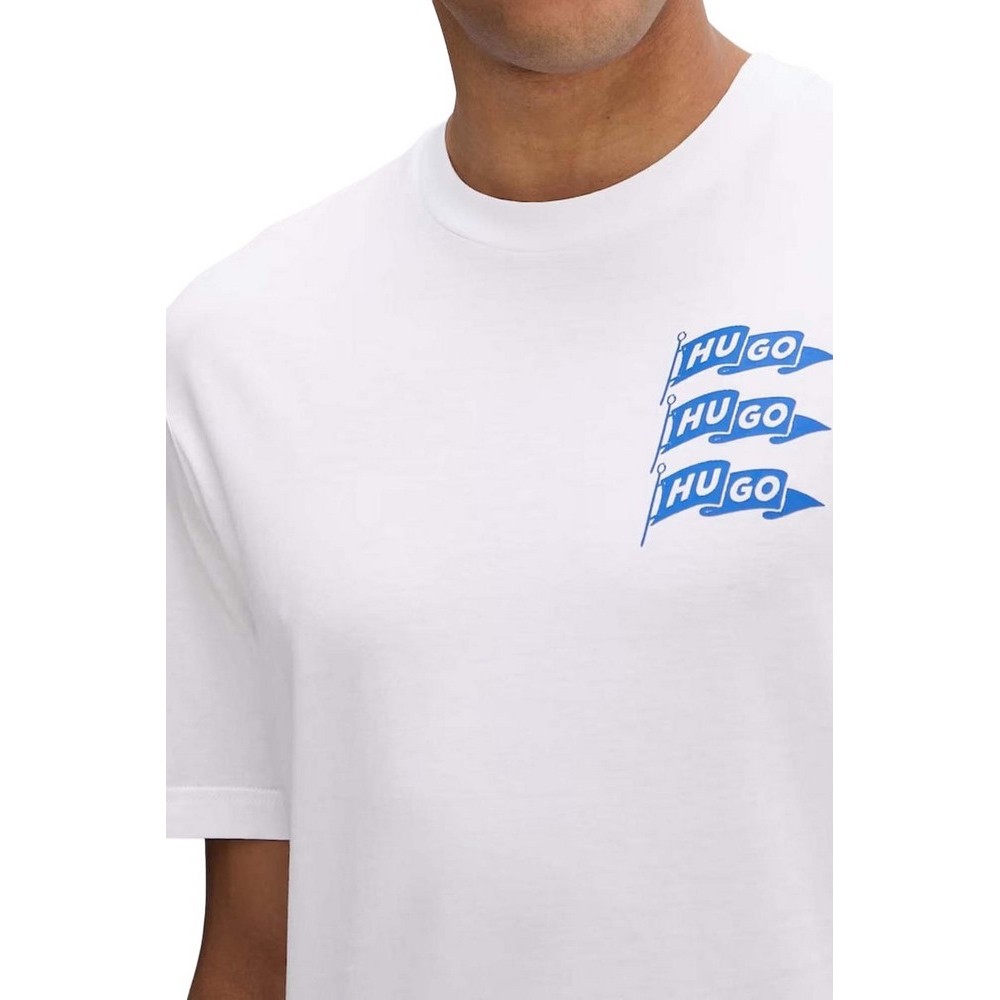 HUGO BOSS JERSEY NALIEN T-SHIRT ΜΠΛΟΥΖΑ ΑΝΔΡΙΚΗ WHITE