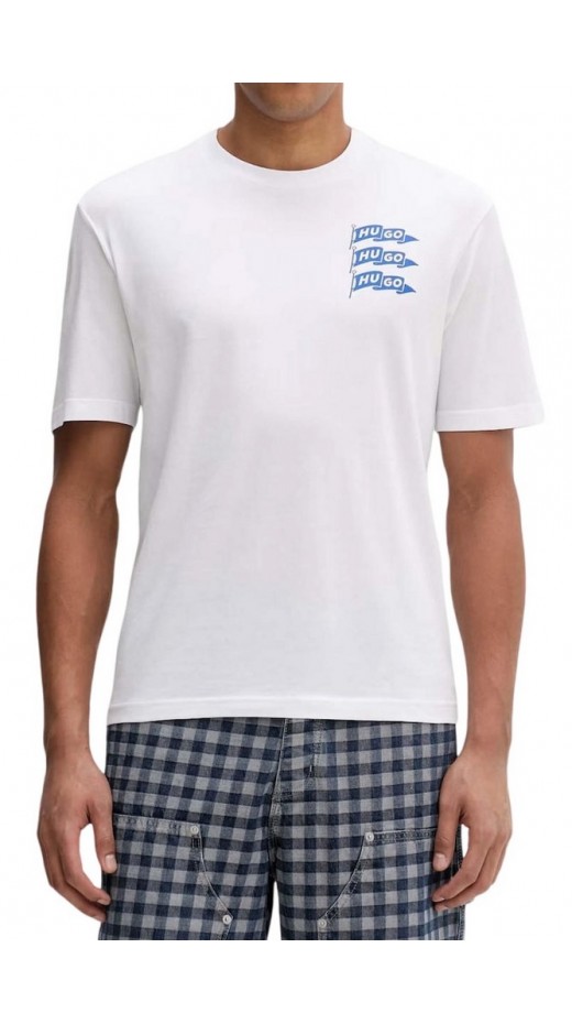 HUGO BOSS JERSEY NALIEN T-SHIRT ΜΠΛΟΥΖΑ ΑΝΔΡΙΚΗ WHITE