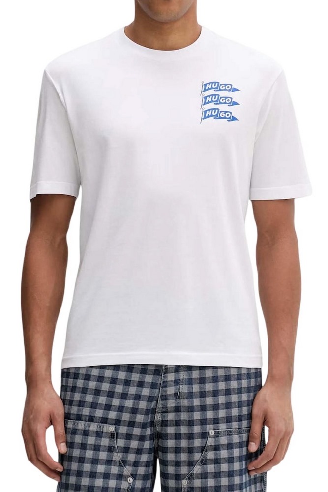HUGO BOSS JERSEY NALIEN T-SHIRT ΜΠΛΟΥΖΑ ΑΝΔΡΙΚΗ WHITE