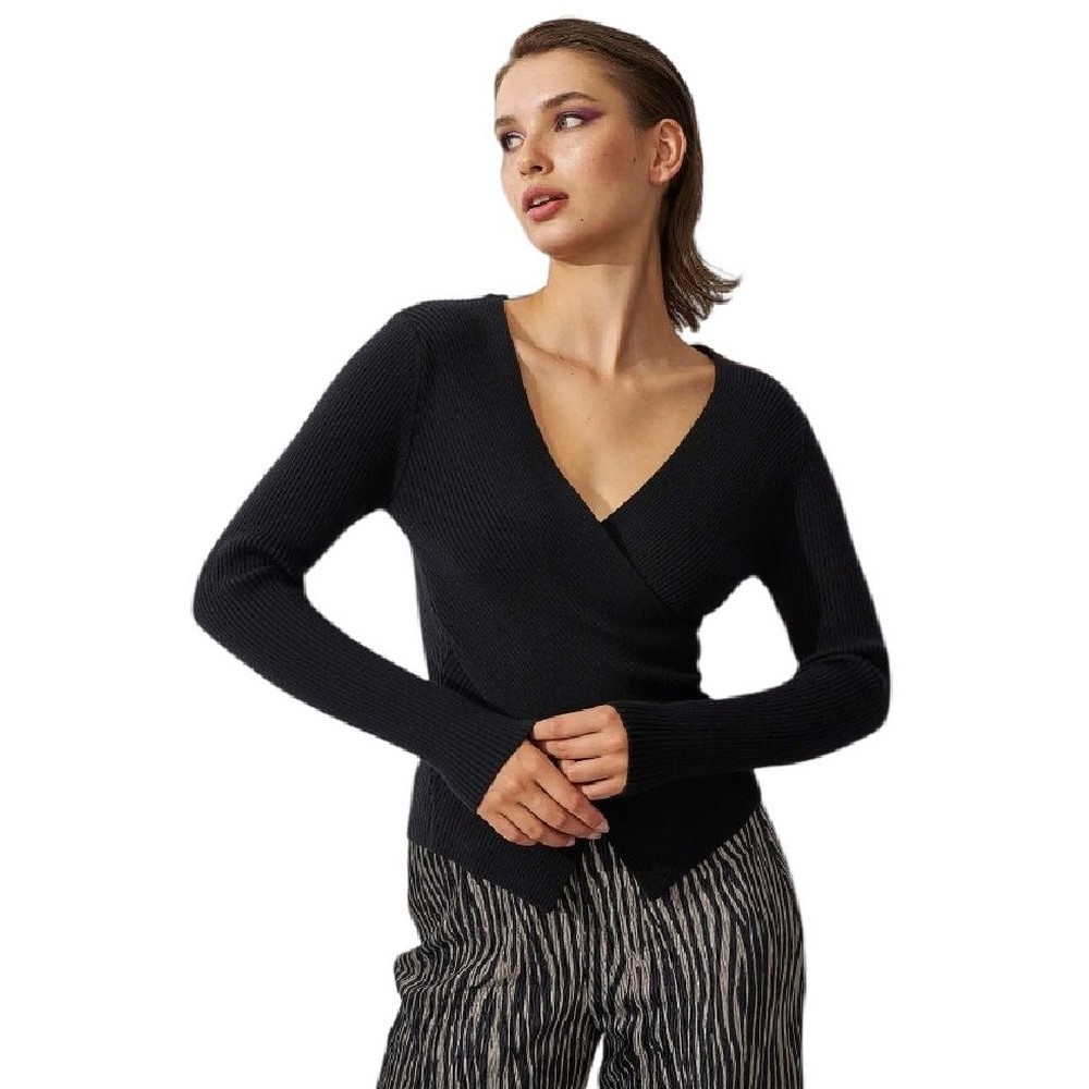 ALE BLOUSE KNIT RIBBED 8P20477 ΜΠΛΟΥΖΑ ΠΛΕΚΤΗ ΓΥΝΑΙΚΕΙΑ BLACK