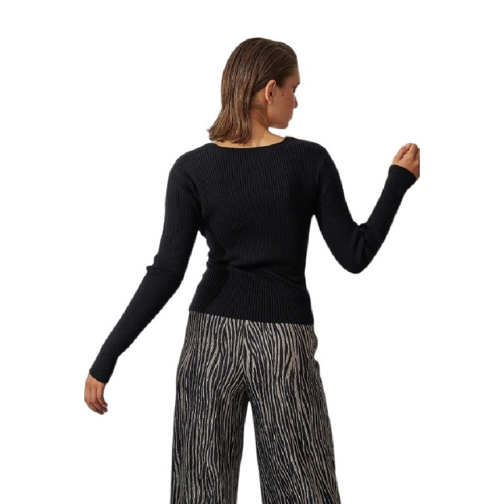 ALE BLOUSE KNIT RIBBED 8P20477 ΜΠΛΟΥΖΑ ΠΛΕΚΤΗ ΓΥΝΑΙΚΕΙΑ BLACK