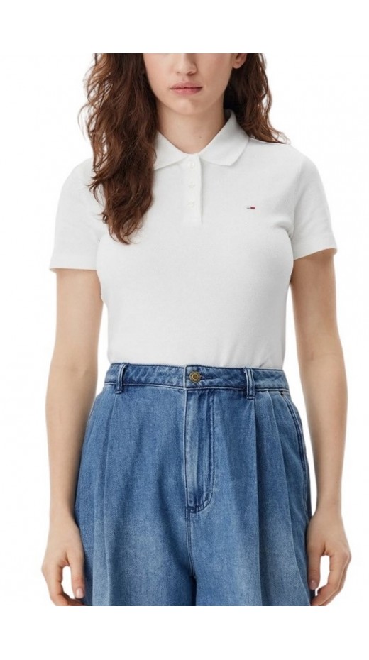 TOMMY JEANS SLIM ESSENTIAL POLO T-SHIRT ΜΠΛΟΥΖΑ ΓΥΝΑΙΚΕΙΑ WHITE