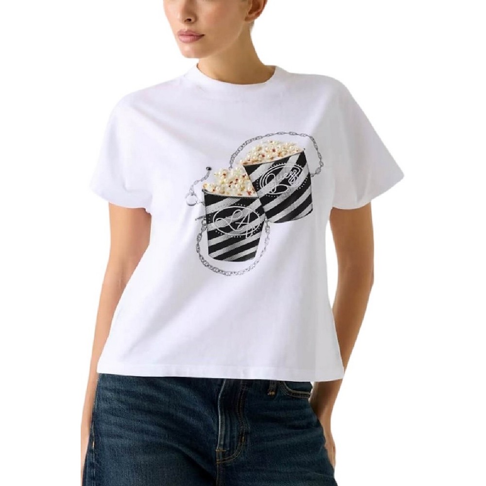GUESS CN POPCORN T-SHIRT ΜΠΛΟΥΖΑ ΓΥΝΑΙΚΕΙΑ WHITE