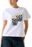 GUESS CN POPCORN T-SHIRT ΜΠΛΟΥΖΑ ΓΥΝΑΙΚΕΙΑ WHITE
