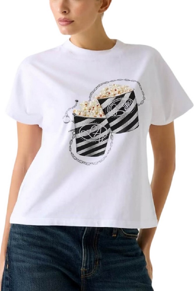 GUESS CN POPCORN T-SHIRT ΜΠΛΟΥΖΑ ΓΥΝΑΙΚΕΙΑ WHITE