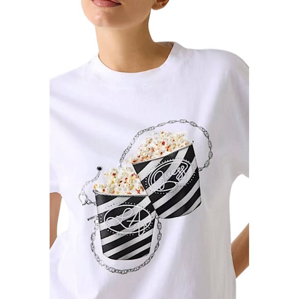 GUESS CN POPCORN T-SHIRT ΜΠΛΟΥΖΑ ΓΥΝΑΙΚΕΙΑ WHITE