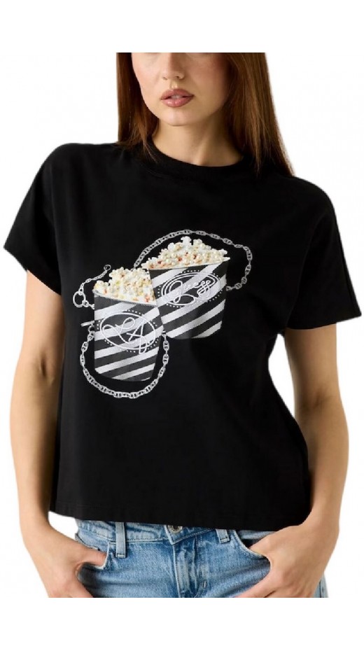 GUESS CN POPCORN T-SHIRT ΜΠΛΟΥΖΑ ΓΥΝΑΙΚΕΙΑ BLACK