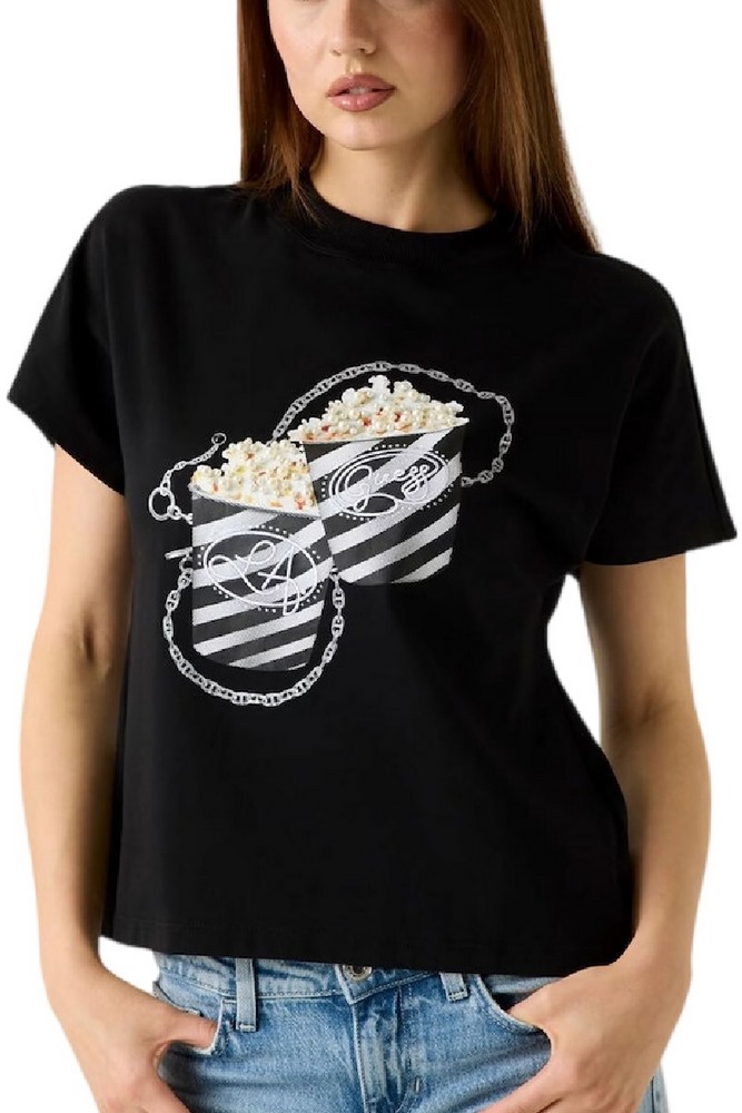 GUESS CN POPCORN T-SHIRT ΜΠΛΟΥΖΑ ΓΥΝΑΙΚΕΙΑ BLACK