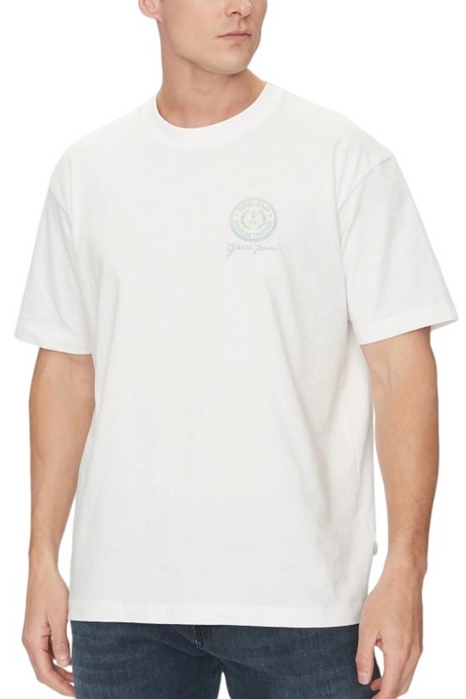 GUESS JEANS SS CN OS EMBROIDE ΜΠΛΟΥΖΑ ΑΝΔΡΙΚΗ WHITE