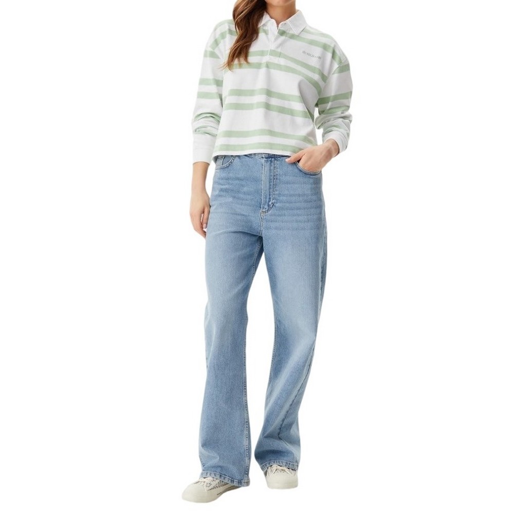 GUESS JEANS LS RUGBY POLO SHIRT ΜΠΛΟΥΖΑ ΓΥΝΑΙΚΕΙΑ GREEN