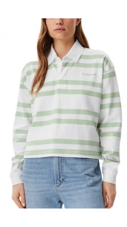 GUESS JEANS LS RUGBY POLO SHIRT ΜΠΛΟΥΖΑ ΓΥΝΑΙΚΕΙΑ GREEN