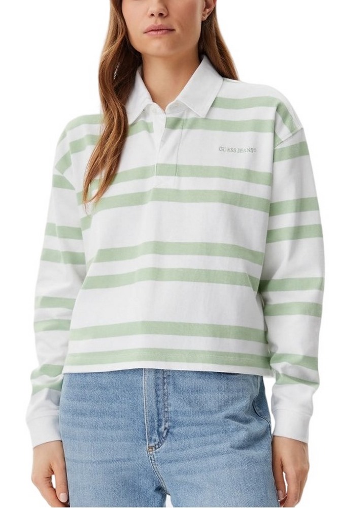 GUESS JEANS LS RUGBY POLO SHIRT ΜΠΛΟΥΖΑ ΓΥΝΑΙΚΕΙΑ GREEN