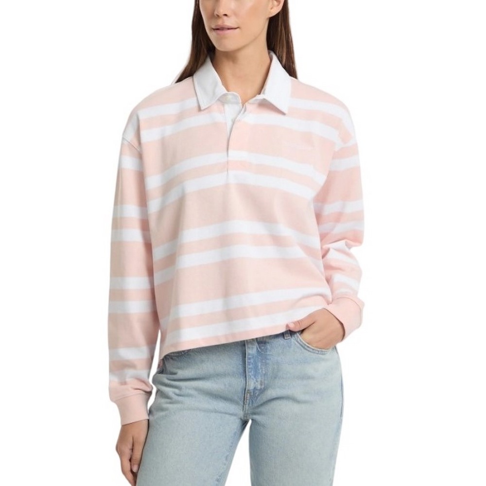 GUESS JEANS LS RUGBY POLO SHIRT ΜΠΛΟΥΖΑ ΓΥΝΑΙΚΕΙΑ PINK