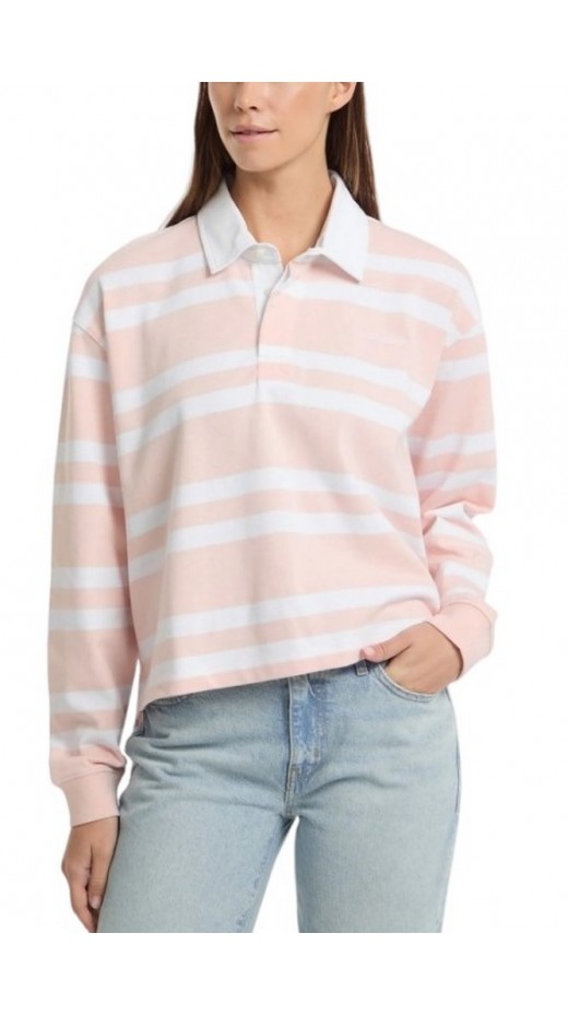 GUESS JEANS LS RUGBY POLO SHIRT ΜΠΛΟΥΖΑ ΓΥΝΑΙΚΕΙΑ PINK